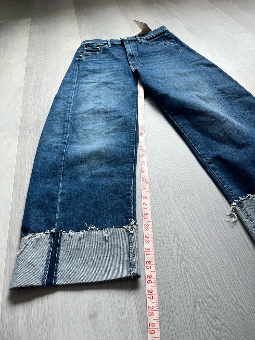 MOTHER THE HALF PIPE ANKLE CUFF FRAY DARK WASH WOMENS 28 - Picture 14 of 14